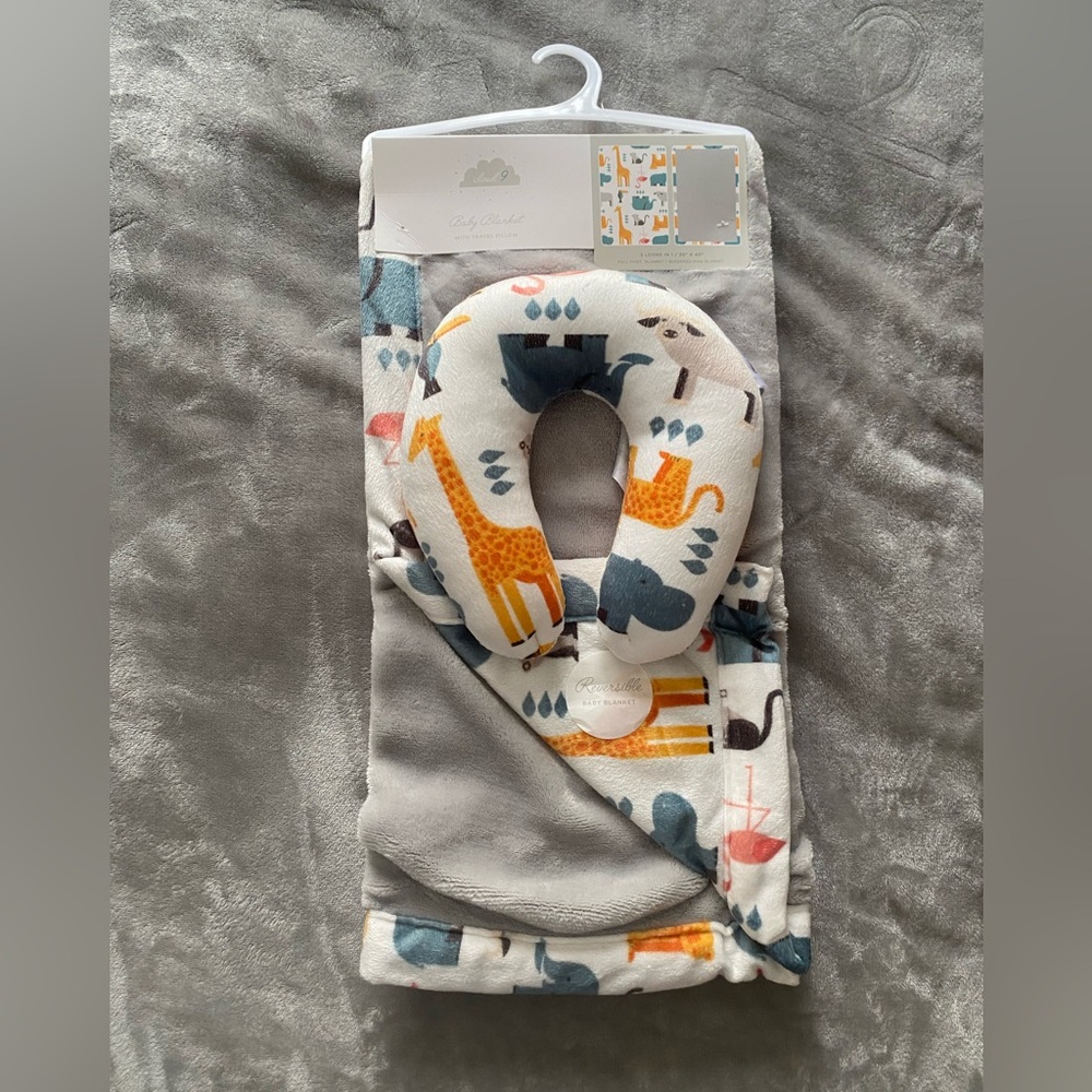 Cloud 9 Reversible Baby Blanket with Travel Pillow